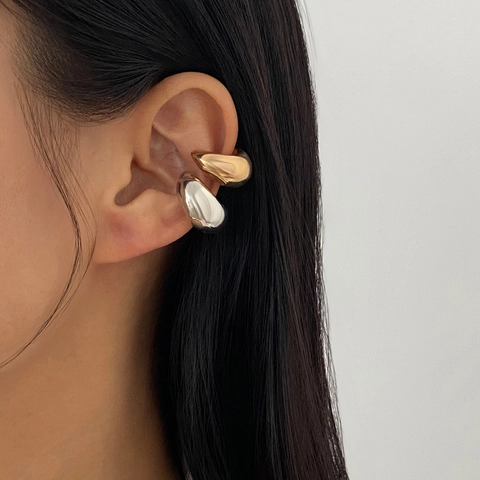 Ear Cuffs Métalliques Géométriques Forme C Minimalistes Pour Femmes Polis Miroir Clips d'Oreilles Forme de Haricot Non Percés Bijoux Style Français