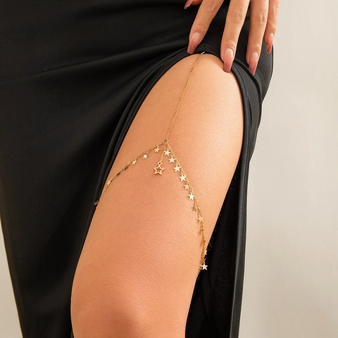 Bohemian Multi-layer Star Pendant Thigh Chain For Women Gold Silver Alloy Elastic Leg Chain Party Beach Body Jewelry