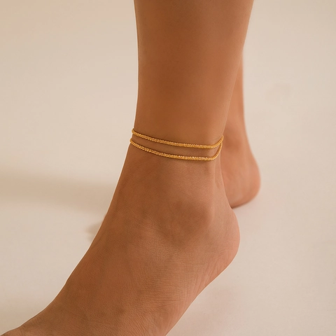 Minimalist Copper Thin Chain Anklets For Women Elegant Gold Silver Plated Ankle Bracelet Beach Vacation Jewelry Gift