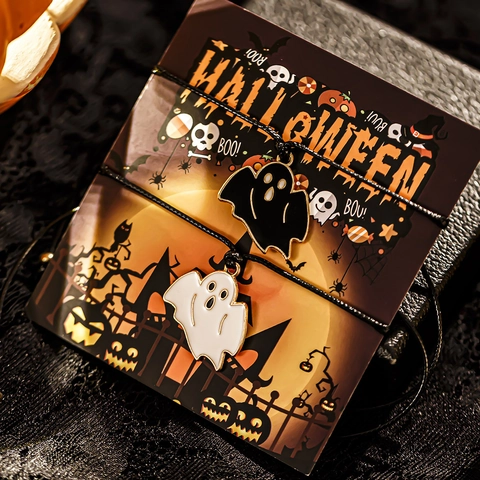 Halloween Gespenst Kürbis Cartoon Verstellbare Seil Armbänder Legierung Emaille Gothic Party Schmuck Für Damen Teenager