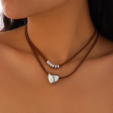 Boho Vintage Legierung Anhänger Halskette Mit Türkis Kaktus Stern Herz Doppelschicht Samt Kordel Choker Für Damen Ethnisch Schmuck