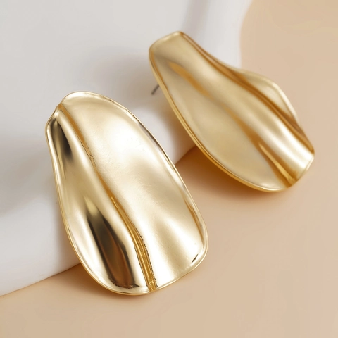 Statement Onregelmatige Metalen Geplooide Geometrische Oorbellen Voor Vrouwen Vintage Zonnebloem Twist Knoop Legering Goud Zilver Sieraden