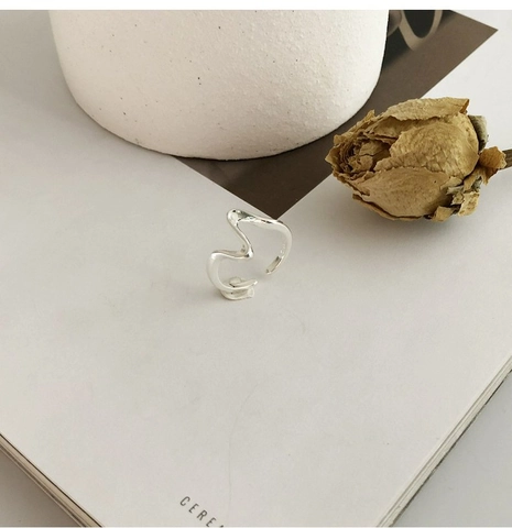 Anello Aperto Minimalista Linea Battito Cardiaco Placcato Argento Sterling 925 Rame Regolabile Gioielli Donna
