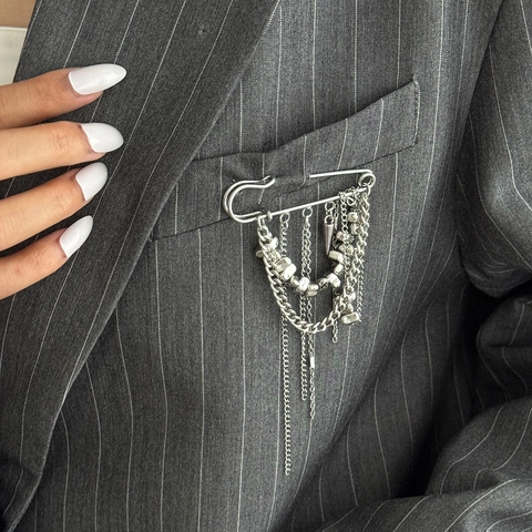 Spilla da Balia a Frangia Perlata Irregolare in Lega di Metallo con Ciondolo a Nappina a Catena Multistrato per Decorazione Abbigliamento Gioielli da Donna Stile Punk