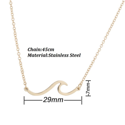 Fashion Stainless Steel Ocean Wave Pendant Necklace For Women Minimalist Polished Wave Jewelry Elegant Daily Accessory Gift