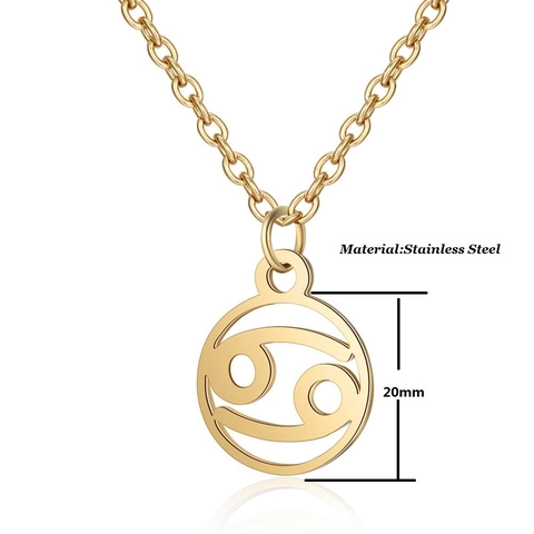 Edelstahl Zwölf Sternzeichen Anhänger Halskette Für Damen Hohl Rund Geometrische Schlüsselbeinkette Schmuck Geschenk