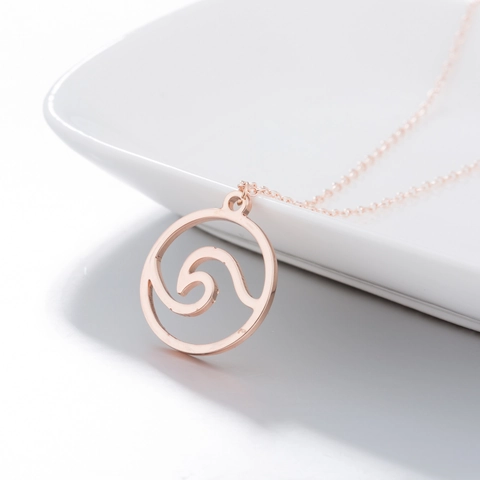 Roestvrijstalen Oceaan Golf Hanger Ketting Minimalistisch Geometrisch Rond Hol Water Surf Charm Voor Vrouwen Strand Vakantie Sieraden