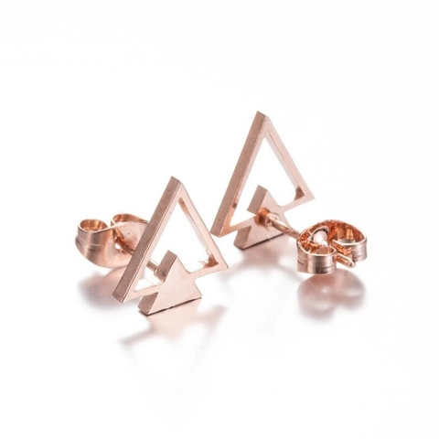 Minimalistische Doppel Dreieck Ohrstecker Edelstahl Hohle Geometrische Schmuck Für Frauen Männer Punk Rock Stil Accessoires