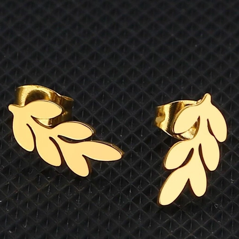 Minimalist Leaf Stud Earrings Stainless Steel Plant Shaped Jewelry For Women Fashion Daily Wear Accessory Elegant Style