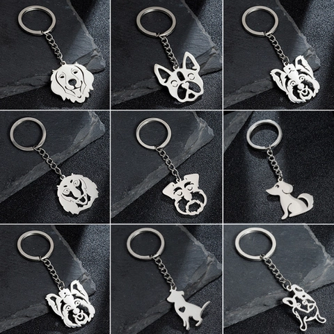 Roestvrij Staal Hond Sleutelhanger Opengewerkt Huisdier Dier Hanger Sleutelring Voor Hondenhobbyisten Sieraden