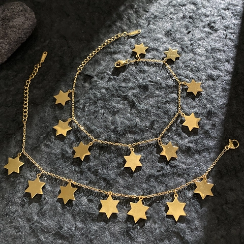 Mode Edelstahl Vergoldet Multi Charme Armband Fußkettchen Für Damen Stern Musiknote Rose Bär Kleeblatt Schmuck Zubehör