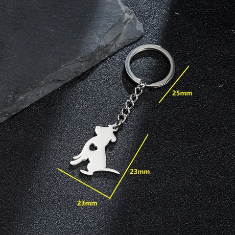 Llavero de Silueta de Perro de Acero Inoxidable Con Diseño de Corazón Hueco Colgante de Animal Minimalista Llavero Regalo Unisex