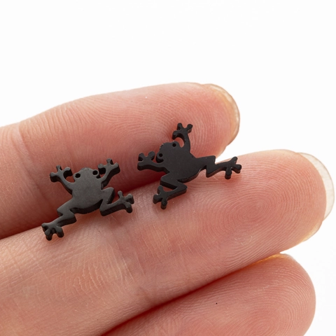 Pendientes de Botón de Acero Inoxidable Animales Oro Plata Oro Rosa Negro Rana Conejo Gato Cerdo Perro Koala Ardilla Joyas Para Mujer
