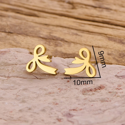 Minimalist Stainless Steel Bow Stud Earrings For Women Sweet Ribbon Knot Fashion Earrings Gold Steel Black Jewelry Gift