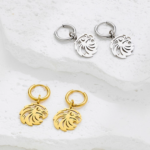 Edelstahl Adlerkopf Anhänger Creolen Für Damen Hip Hop Hohl Geschnitten Tier Ohrringe Schmuck Geschenk