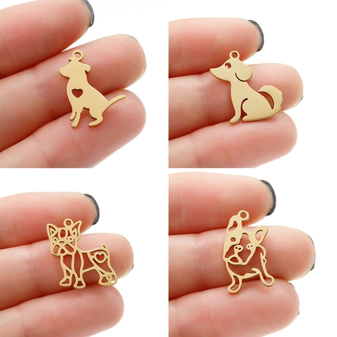 Ciondolo per Cani in Acciaio Inossidabile Con Cuore Traforato per Creazione di Gioielli DIY Puppy Charms Per Collana Bracciale Oro Argento Nero