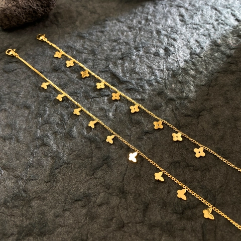 Elegant Titanium Steel Gold Plated Clover Butterfly Bracelet Anklet For Women Minimalist Fashion Delicate Jewelry Jewelry Gift