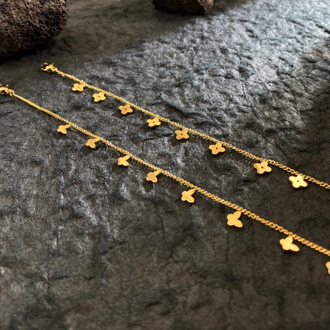Elegant Titanium Steel Gold Plated Clover Butterfly Bracelet Anklet For Women Minimalist Fashion Delicate Jewelry Jewelry Gift