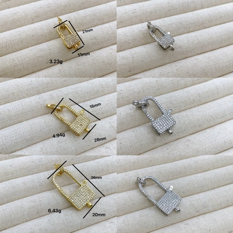 Luxury Copper Zirconia Micro Pave Lock Pendant Clasp DIY Necklace Bracelet Connector Full Rhinestone Padlock Charms Jewelry