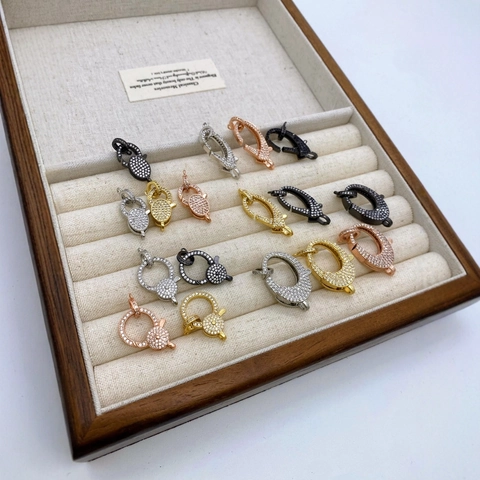 Lussuosi Connettori in Rame con Zirconi Micro Pavé Moschettone a Molla per Creazione Gioielli Fai da Te Collana Bracciale