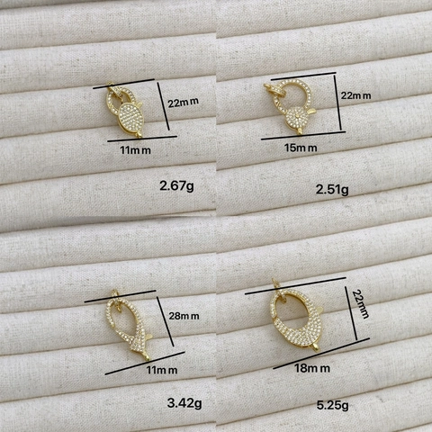Lussuosi Connettori in Rame con Zirconi Micro Pavé Moschettone a Molla per Creazione Gioielli Fai da Te Collana Bracciale