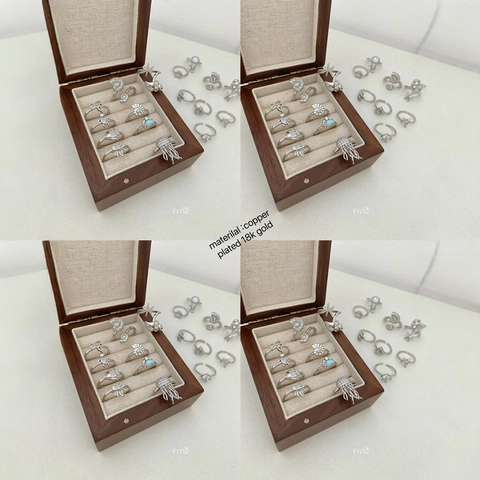 Anello Marino Serie Oceano in Rame Placcato Oro 18K per Donna Tartaruga Marina Granchio Zirconia Stella Marina Anello Regolabile