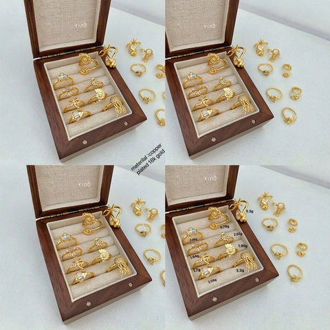Anello Marino Serie Oceano in Rame Placcato Oro 18K per Donna Tartaruga Marina Granchio Zirconia Stella Marina Anello Regolabile