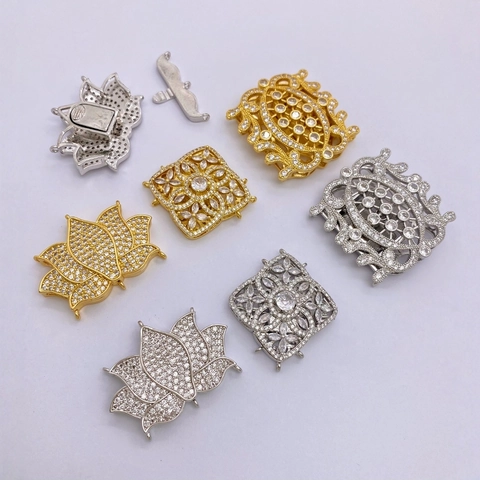 Chiusura per Gioielli in Rame con Zirconi a Fiore Connettore per Collana di Künstliche Perle Multifilo Accessori Fai da Te