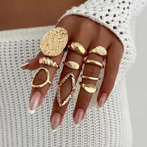 Anillos Abiertos de Metal Líquido Irregulares Para Mujer Anillos de Aleación Minimalistas Ondulados Geométricos Apilables Joyería Regalo