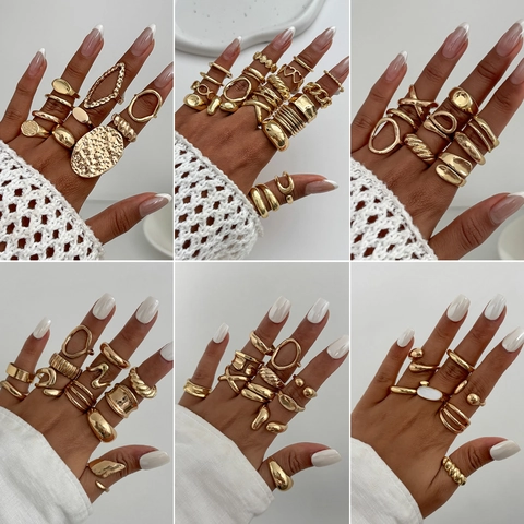 Anillos Abiertos de Metal Líquido Irregulares Para Mujer Anillos de Aleación Minimalistas Ondulados Geométricos Apilables Joyería Regalo
