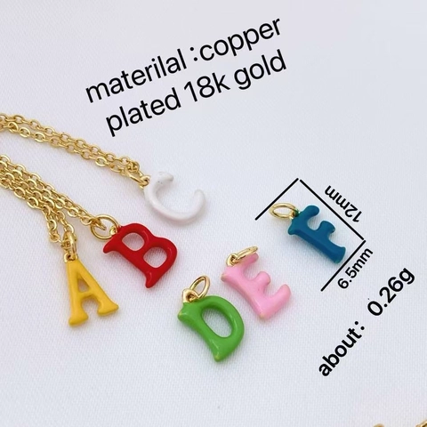 Collana Con Pendenti Alfabeto Inglese Colorato Rame Placcato Oro 18K Smalto Pendente Lettera Iniziale Gioielli Fai Da Te Per Donna