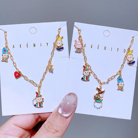 Echt Vergoldete Kupfer Emaille Cartoon Anhänger Halskette Armband Für Damen Bunte Süße Herz Stern Zirkonia Schmuck