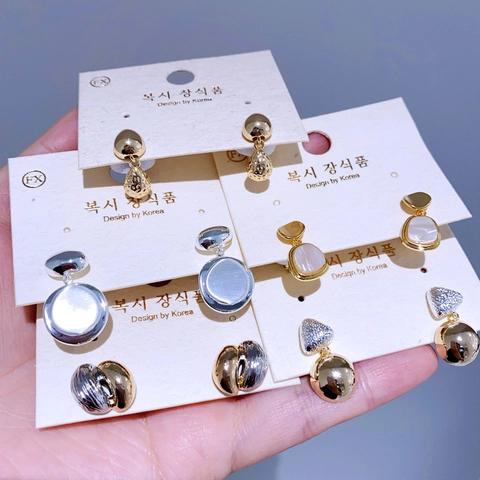 Minimalistisch Koreanischer Stil Kupfer Echt Vergoldet Ohrringe Mit 925 Sterlingsilber Ohrstecker-Stift Damen Schmuck