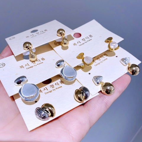 Minimalistisch Koreanischer Stil Kupfer Echt Vergoldet Ohrringe Mit 925 Sterlingsilber Ohrstecker-Stift Damen Schmuck