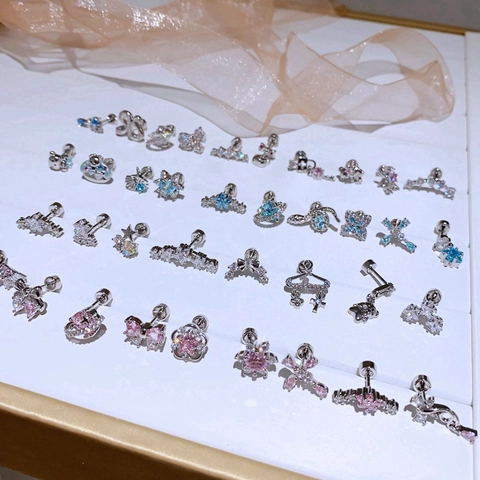 Luxus 316L Edelstahl Ohrknorpelstecker für Damen Zirkonia Herz Schmetterling Bär Stern Piercing Schmuck