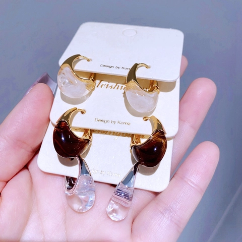 Französische Vintage Harz U-Form Creolen Gold Silber Vergoldet Kupferstecker Geometrischer Eleganter Schmuck Für Damen