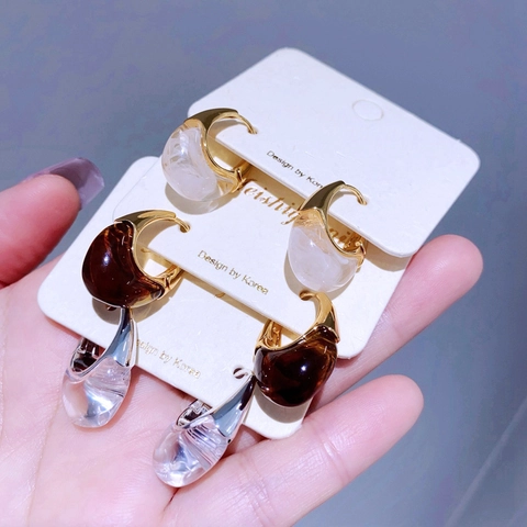Französische Vintage Harz U-Form Creolen Gold Silber Vergoldet Kupferstecker Geometrischer Eleganter Schmuck Für Damen