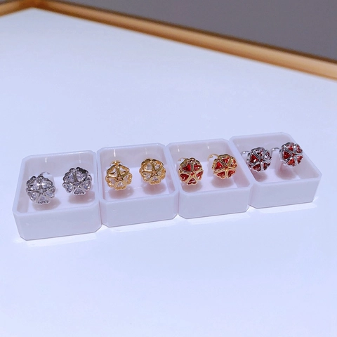 Titanstahl Hohlherz Blume Zirkonia Ohrstecker Zart Elegant Schraubverschluss Gold Silber Ohrknochenstecker Damen Schmuck