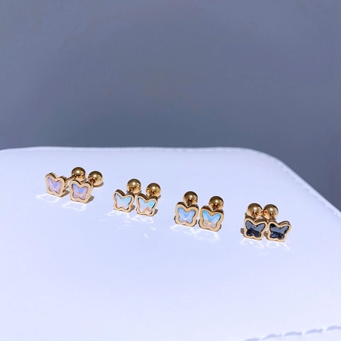 Edelstahl Vergoldet Schmetterling Ohrstecker Mit Zirkonia Inlaid Schraubverschluss Winzige Minimalistische Knorpel Schmuck
