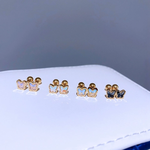 Edelstahl Vergoldet Schmetterling Ohrstecker Mit Zirkonia Inlaid Schraubverschluss Winzige Minimalistische Knorpel Schmuck