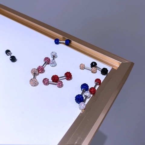 316L Edelstahl Zirkonia Pavé Kugel Ohrknorpelstecker Mode Doppelkopf Schraube Barbell Ohrring Für Damen Schmuck
