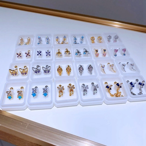 Luxus Bunter Zirkon Ohrstecker Edelstahl Herz Schmetterling Quaste Ohrringe Für Damen Party Modeschmuck