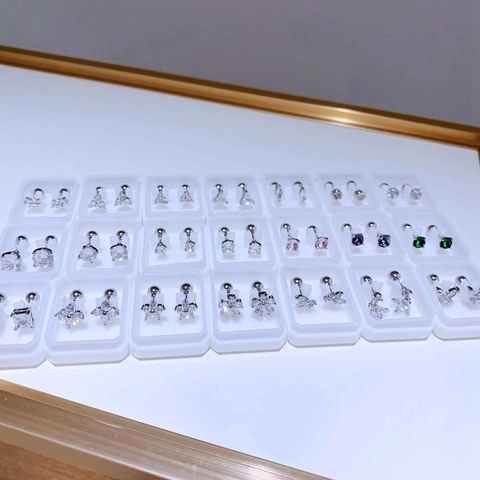 Edelstahl Zirkonia Ohrstecker Schmetterling Kleeblatt Blume Geometrisch Schraubverschluss Piercing Schmuck Für Damen Luxus Mode Accessoire