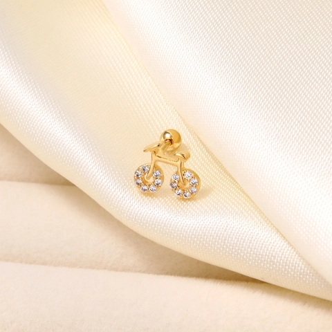 Edelstahl Zirkonia Schraubverschluss Ohrstecker Gold Plattiert Blume Stern Mond Fahrrad Kreuz Herz Ohrknochen Piercing Schmuck