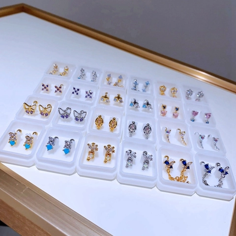Luxus Bunter Zirkon Ohrstecker Edelstahl Herz Schmetterling Quaste Ohrringe Für Damen Party Modeschmuck