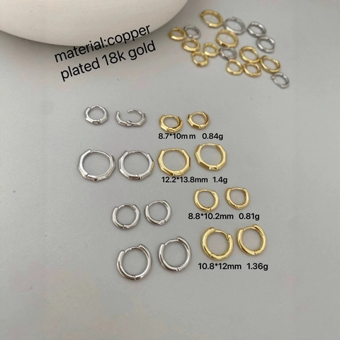 Minimalist Kupfer 18K Vergoldet Geometrische Huggie Reifen Ohrringe Für Herren Damen Mode Hip Hop Rund Sechseck Kleine Große Ohr Schnalle Schmuck