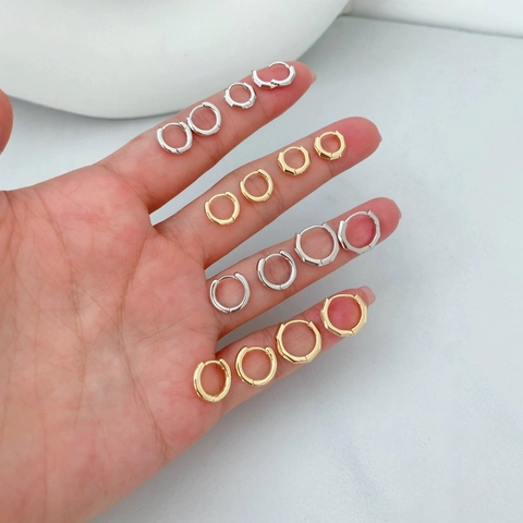 Minimalist Kupfer 18K Vergoldet Geometrische Huggie Reifen Ohrringe Für Herren Damen Mode Hip Hop Rund Sechseck Kleine Große Ohr Schnalle Schmuck