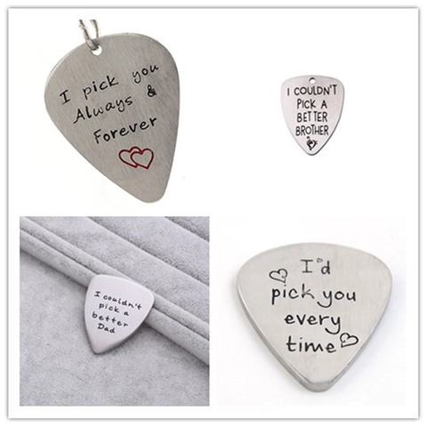 Brushed Stainless Steel Guitar Pick Personalized Engraved Emotional Gift For Dad Brother Lovers Sentimental Music Accessories
