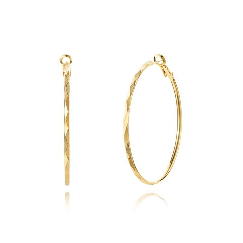 Orecchini a Cerchio Geometrici in Rame Placcato Oro per Donna Gioielli con Motivo a Bambù e Strass Personalizzati