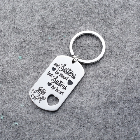 Llavero de Acero Inoxidable Grabado Not Sisters By Blood But Sisters By Heart Para Mejores Amigas Mujeres